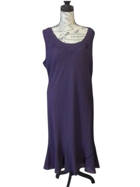 Elegant Purple Sleeveless Chiffon Dress | Women’s Plus Size 18
